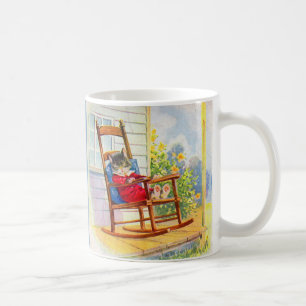 Mug Années 1930 adorable chaton napper sur rocker de p