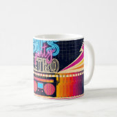 Mug années 80, soirée musicale rétro. Affiche de style (Devant droit)
