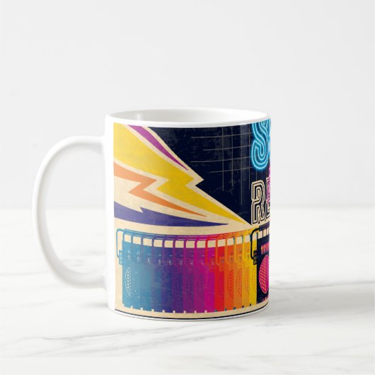 Mug années 80, soirée musicale rétro. Affiche de style (Gauche)