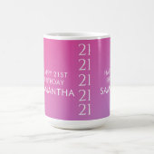 Mug Anniversaire 21 Ans Dégradé Rose Moderne Tendance (Centre)