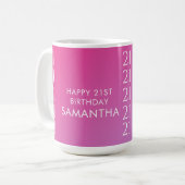 Mug Anniversaire 21 Ans Dégradé Rose Moderne Tendance (Devant gauche)