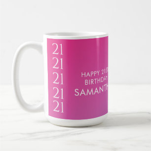 Mug Anniversaire 21 Ans Dégradé Rose Moderne Tendance
