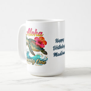 Mug Anniversaire 21 ans Tortue de mer tropicale person
