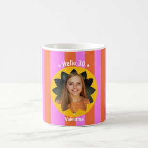 Mug anniversaire 30 ans photo colorée rose jaune tenda