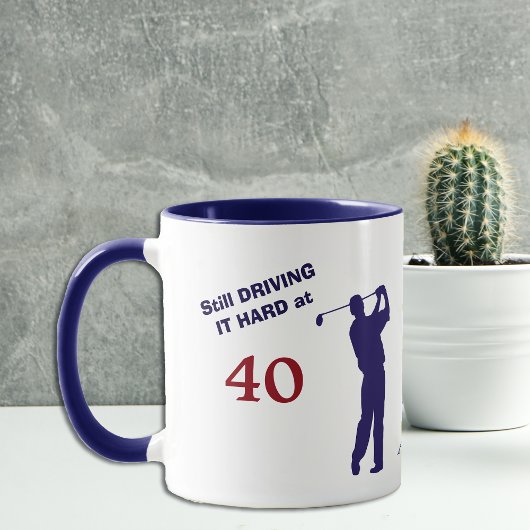 Mug Anniversaire 40 Golfer Blue Silhouette
