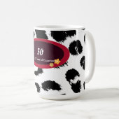 Mug Anniversaire 50 ans motif fourrure léopard (Devant droit)