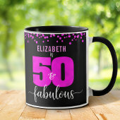 Mug Anniversaire 50e fabuleux point d'ébullition rose 