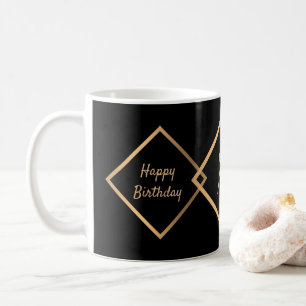Mug Anniversaire 50e Monogramme d'or noir Personnalise