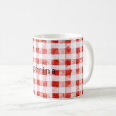Mug Anniversaire à rayures rouge blanc à carreaux (Devant droit)