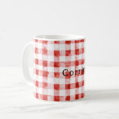 Mug Anniversaire à rayures rouge blanc à carreaux (Devant gauche)