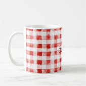 Mug Anniversaire à rayures rouge blanc à carreaux (Gauche)