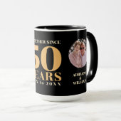 Mug Anniversaire Art Déco Retro Black & Gold Mariage (Devant droit)