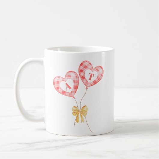 Mug Anniversaire - ballons avec initiales du coupl (Gauche)