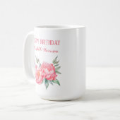 Mug Anniversaire botanique élégant de Pink Peony (Devant gauche)