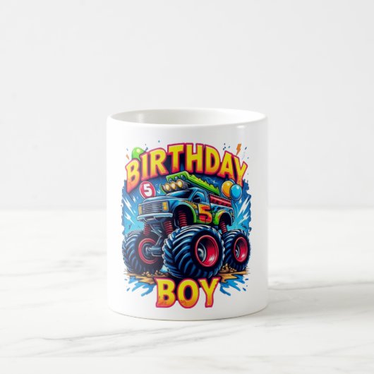 Mug Anniversaire Boy 5 - Camion Monster (Centre)