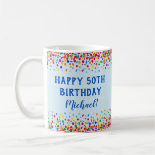 Mug Anniversaire Cool bleu coloré Confetti