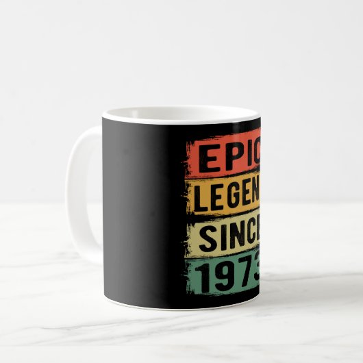 Mug anniversaire de 52 ans 1973 Légende épique 52e ann (Devant gauche)