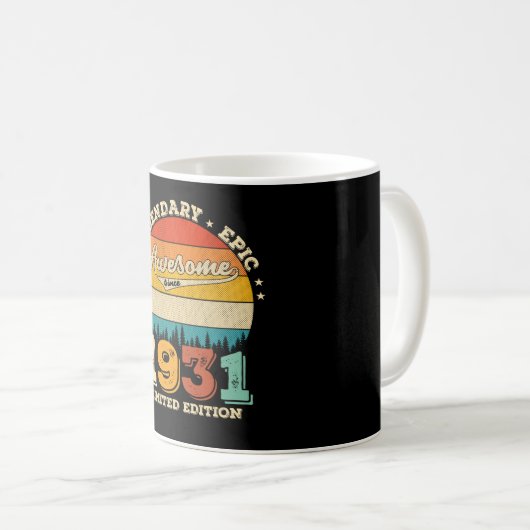 Mug anniversaire de 94 ans Retro Magnifique 94e annive (Devant droit)