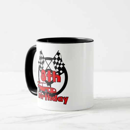 Mug Anniversaire de courses d'automobiles 8ème (Devant gauche)