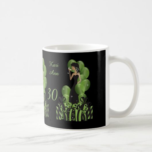 Mug Anniversaire de diva ou vert chic de la fille | de (Droite)