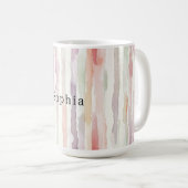 Mug Anniversaire de lavande Melon Rose Blanc Rayures (Devant droit)