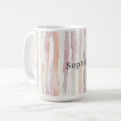 Mug Anniversaire de lavande Melon Rose Blanc Rayures (Devant gauche)