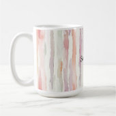 Mug Anniversaire de lavande Melon Rose Blanc Rayures (Gauche)