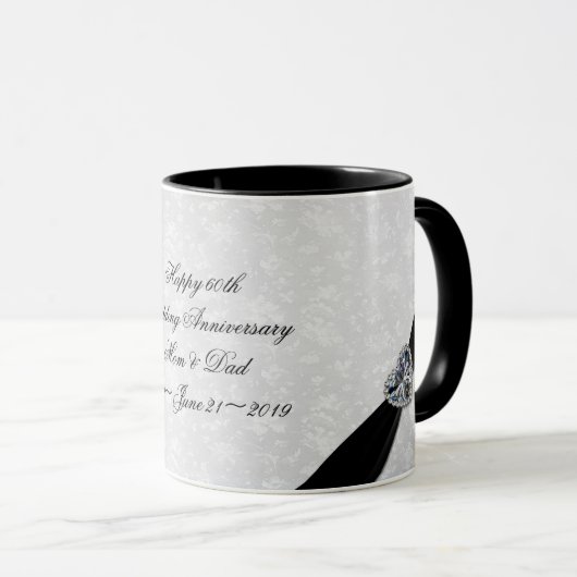 Mug Anniversaire de mariage de damassé soixantième (Devant droit)