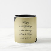 Mug Anniversaire de mariage de noir cinquantième d'or (Centre)