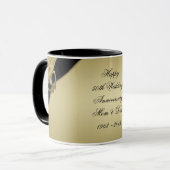 Mug Anniversaire de mariage de noir cinquantième d'or (Devant gauche)