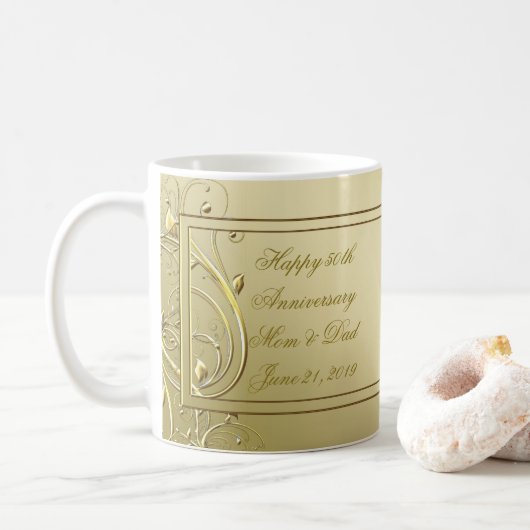 Mug Anniversaire de mariage d'or cinquantième de (Avec donut)