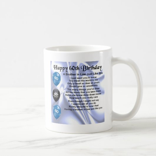Mug Anniversaire de poème de beau-frère soixantième (Droite)