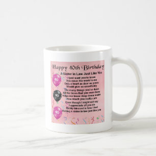 Mug Anniversaire de poème de belle-soeur quarantième