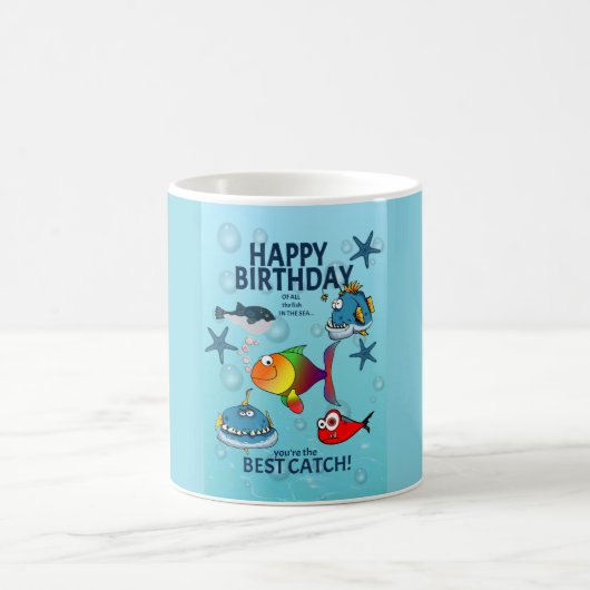 Mug Anniversaire de Poisson Drôle (Centre)