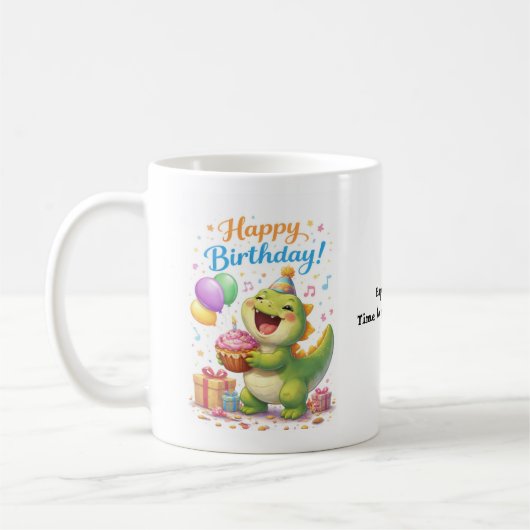 Mug Anniversaire Drôle de Dinosaure – “C'est l'heu (Gauche)