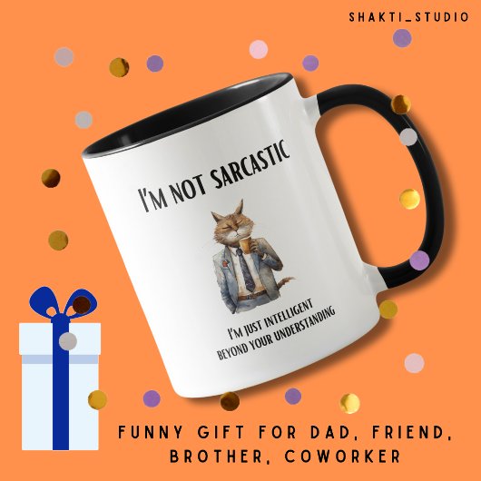 Mug Anniversaire d'un ami humour sarcasmique chat d'en