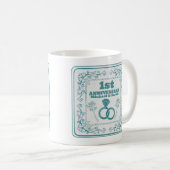 Mug Anniversaire Floral mariage année personnalisable (Devant droit)