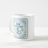 Mug Anniversaire Floral mariage année personnalisable (Devant gauche)