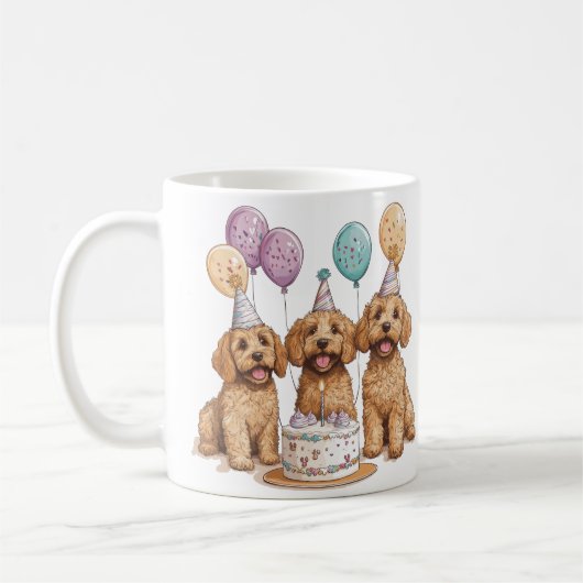 Mug Anniversaire Goldendoodle Chiens Anniversaire Gâte (Gauche)