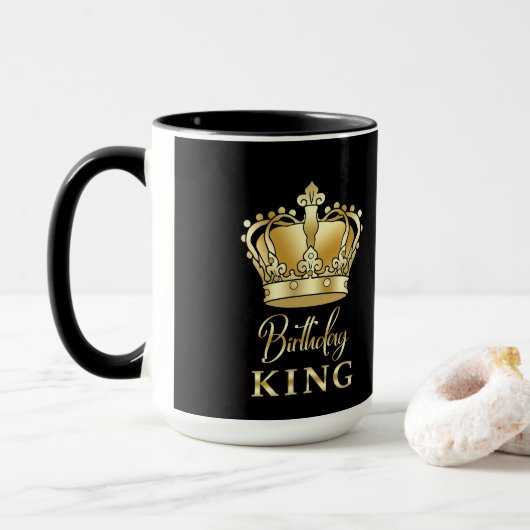 Mug Anniversaire King Gold Couronne Royal Queen Luxe (Avec donut)