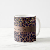 Mug Anniversaire léopard motif brun noir nom âge (Devant droit)
