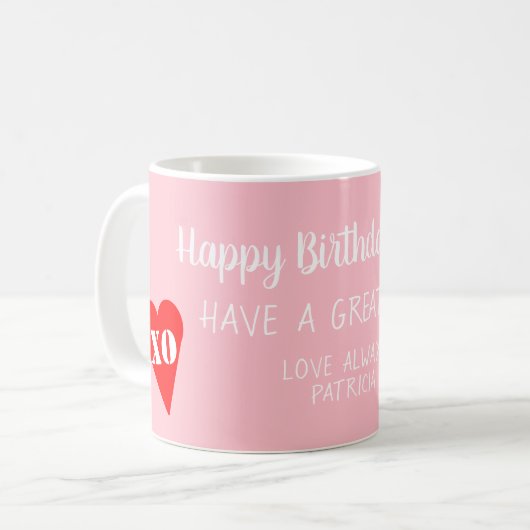 Mug Anniversaire Maman Coeur rouge (Devant gauche)