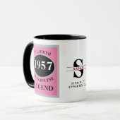 Mug Anniversaire Monogramme Ajouter Année Et Nom Rose  (Devant gauche)