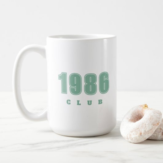 Mug Anniversaire N'IMPORTE QUELLE ANNÉE, typographie v (Avec donut)