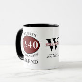 Mug Anniversaire personnalisé 1940 Monogramme Légende  (Devant gauche)