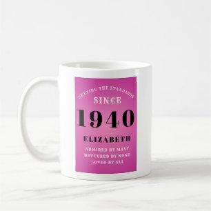 Mug Anniversaire personnalisé 1940 Rose Girly Ajouter