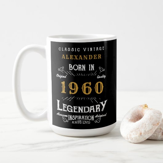 Mug Anniversaire personnalisé 1960 Ajouter Votre Nom L (Avec donut)