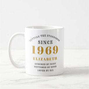 Mug Anniversaire Personnalisé 1969 Élégant Ajouter Vot