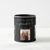 Mug Anniversaire personnalisé photo amis noir chic (Centre)