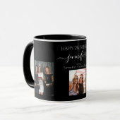 Mug Anniversaire personnalisé photo amis noir chic (Devant gauche)